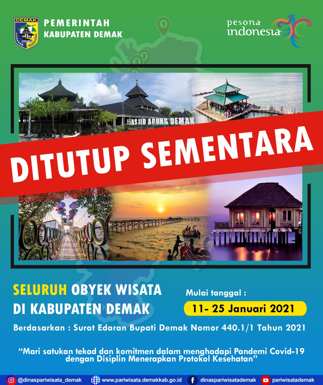 Penutupan Seluruh Obyek Wisata di Kab Demak